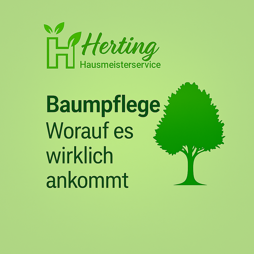 Herting Hausmeisterservice – Baum mit Logo HHMS, Thema Baumpflege im Herbst und Winter