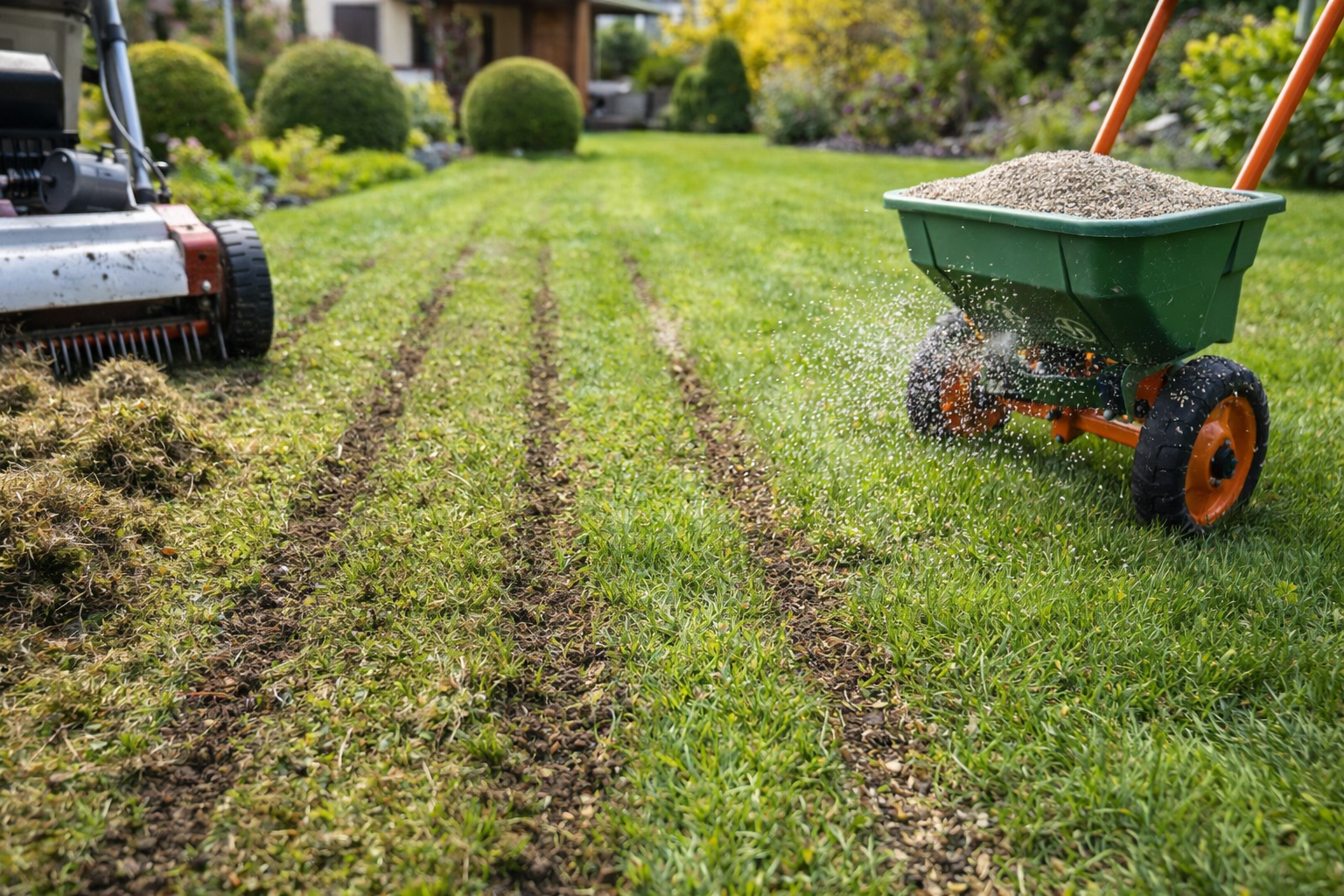 Rasen vertikutieren und düngen im Frühjahr – Rasenregeneration nach dem Winter